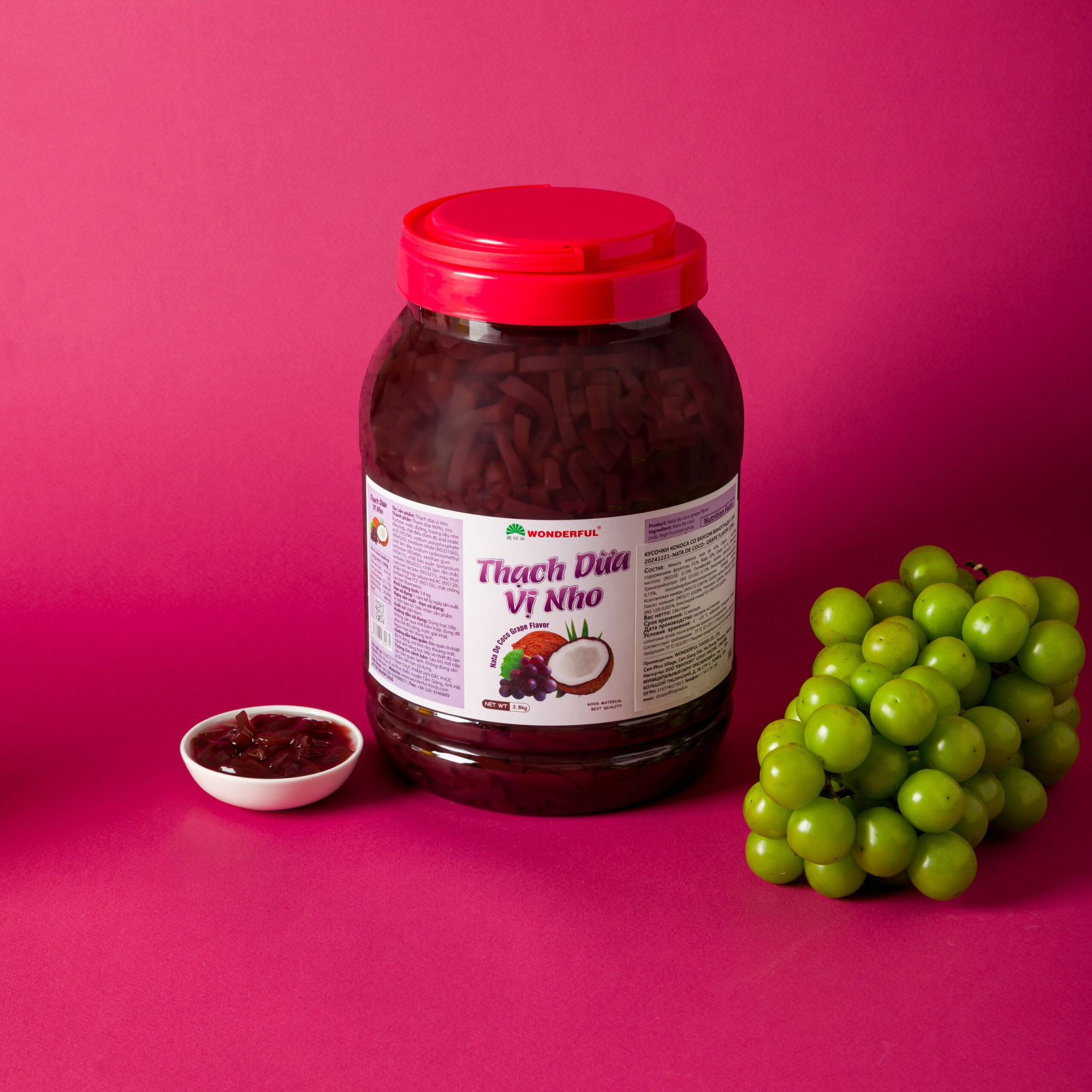 Кусочки кокоса Премиум со вкусом виноград (ингредиент для Bubble Tea)