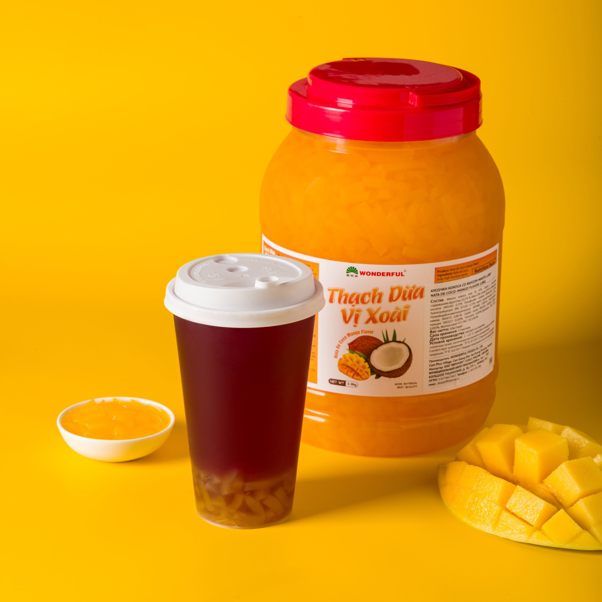 Кусочки кокоса Премиум со вкусом манго (ингредиент для Bubble Tea)