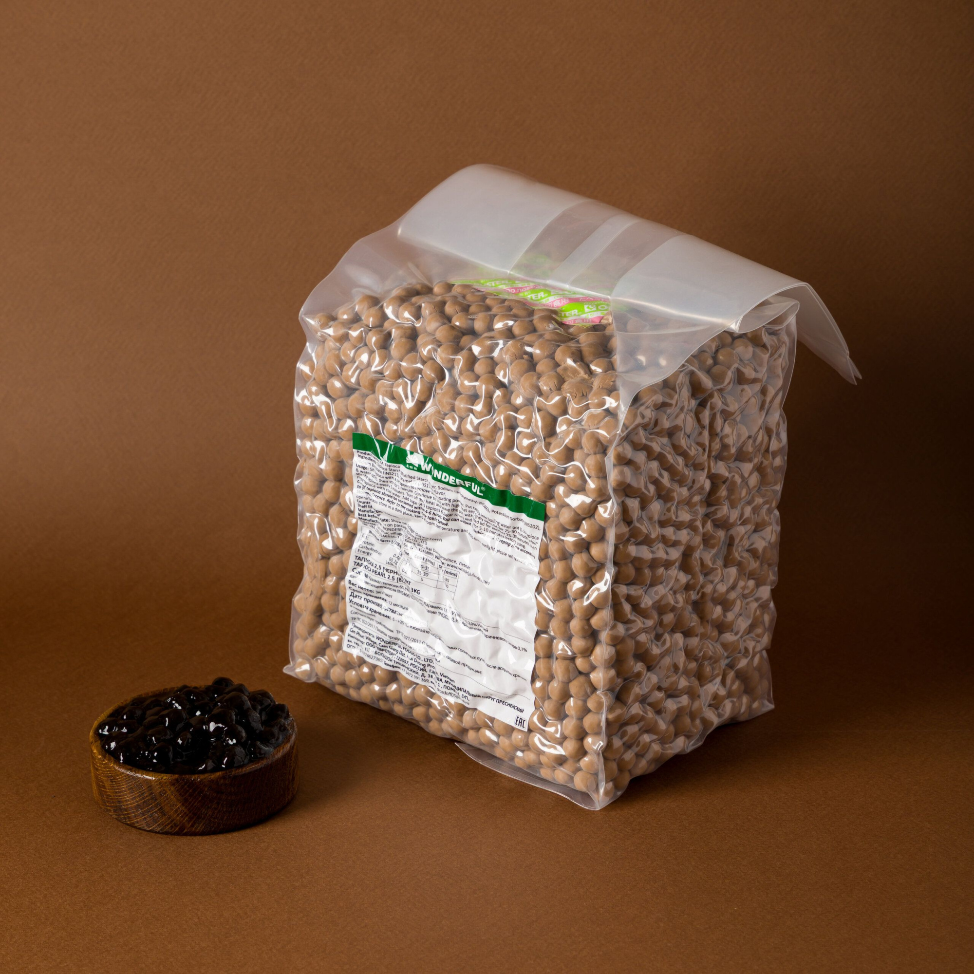 Тапиока премиум Черная жемчужина, 3 кг (вакуумная упаковка) для бабл ти